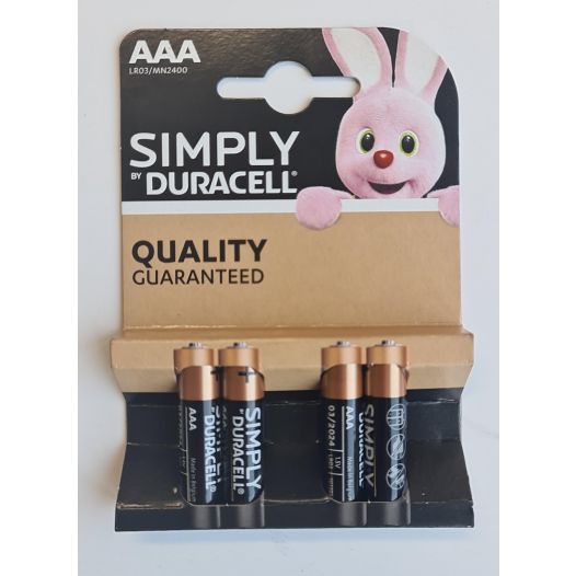 Batterijen AAA DURACELL 1,5V 4 stuks