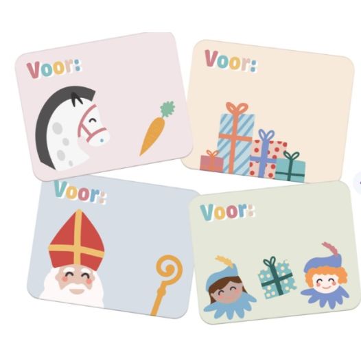 Naamstickers Sint en Piet | 50 stuks