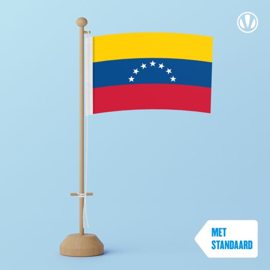 Tafelvlag Venezuela 7 sterren 10x15cm met standaard