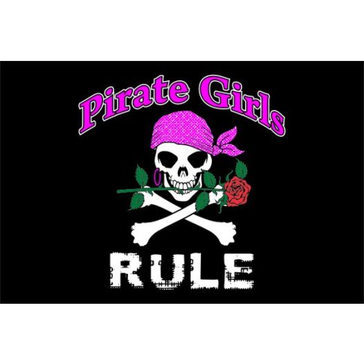 Pirate Girls Rule Piratenvlag 30x45cm