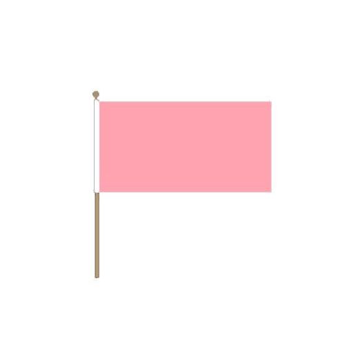 Zwaaivlag roze 30x45cm met stok van 60cm