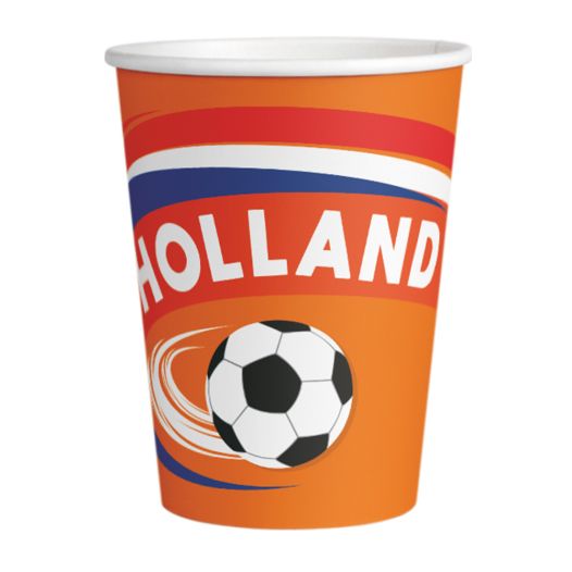 Voetbal Bekertjes Oranje - 8 stuks | Papier