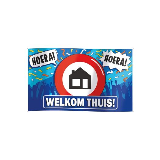 Hoera! Welkom thuis gevelvlag 90x150cm