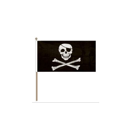 Zwaaivlag Piraat Skull & Bones, vlag 30x45cm, stoklengte 75cm